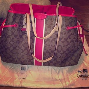 Coach Large Drawstring Stripe Carryall w. dust bag